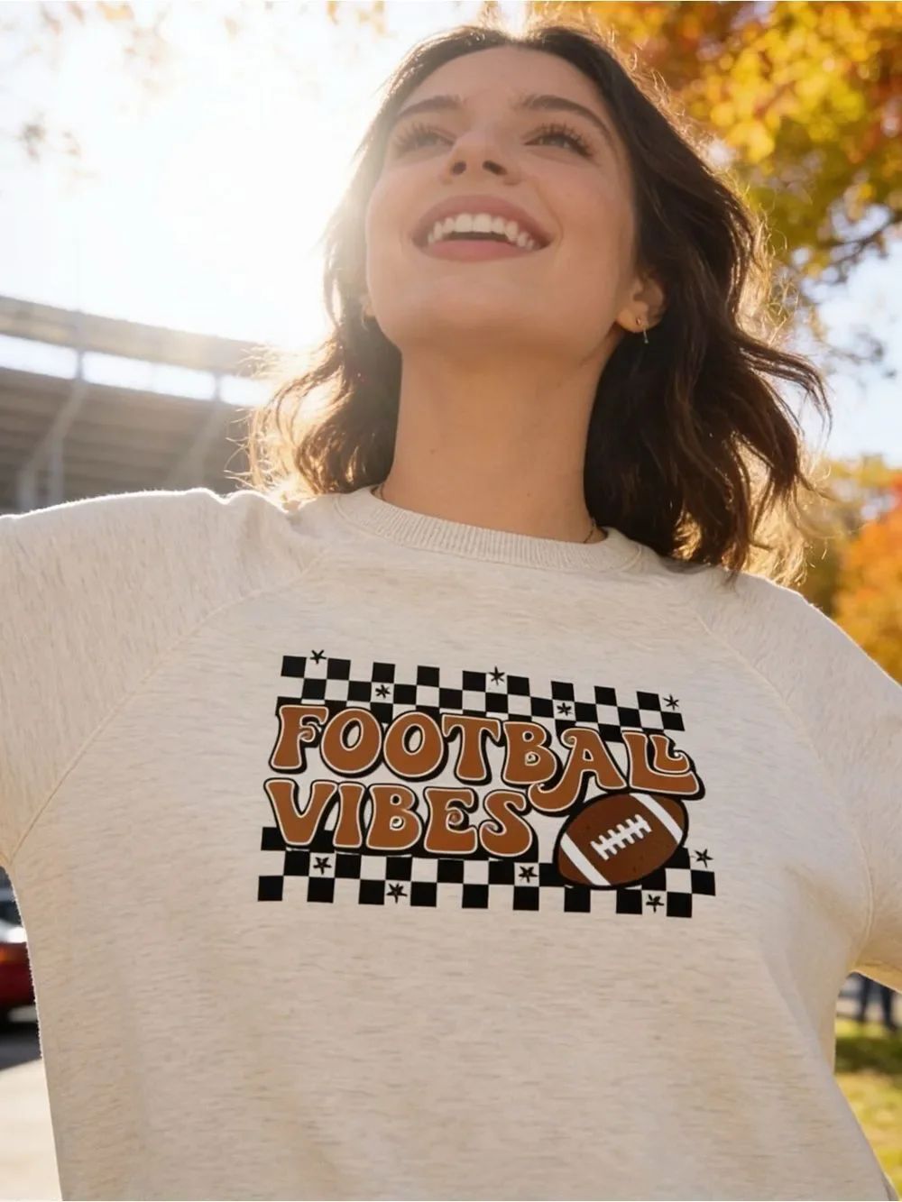 Football Vibes Crewneck Sweatshirt - Cream